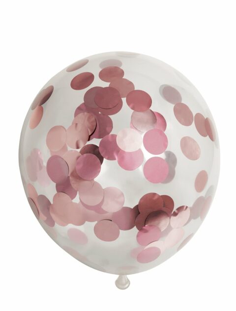 Globos Europe - 6x Rose Goude Confetti Latex Ballonnen - 12 inch / 30 cm