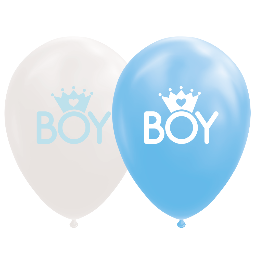 Globos Europe - 8x Baby Boy Balloons Blauw / Wit - 12 inch / 30 cm