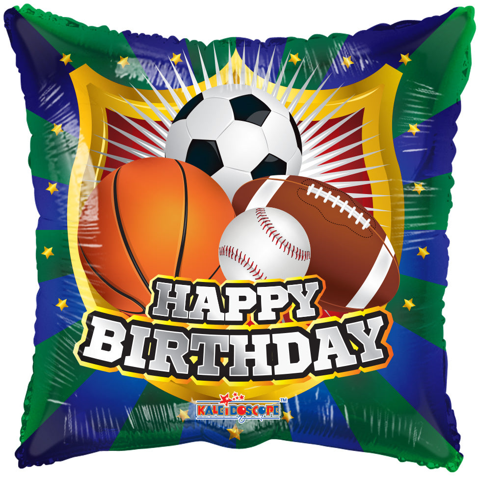 Kaleidoscope - Happy Birthday Sport Folieballon - 18 inch / 46 cm