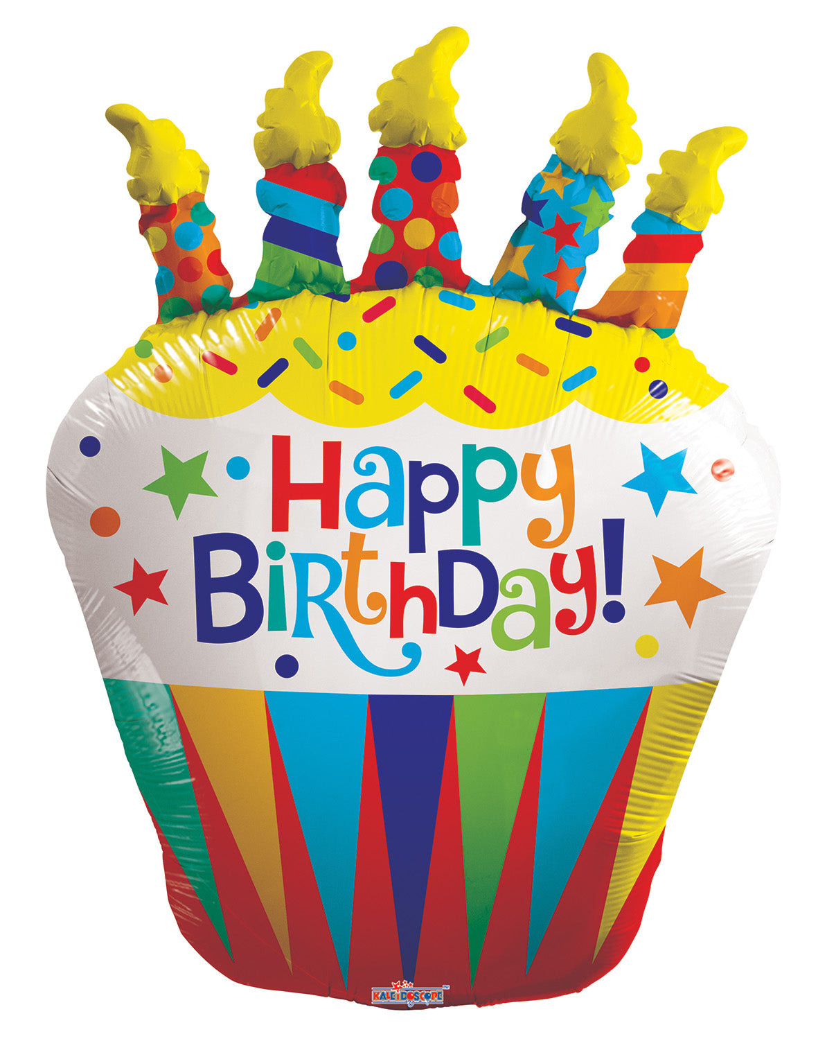 Kaleidoscope - Happy Birthday Grote Taart Met Kaarsjes Folieballon - 36 inch / 91.4 cm