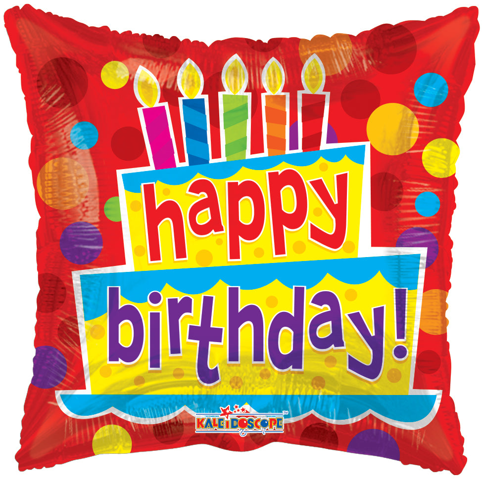 Kaleidoscope - Happy Birthday Vierkant - 18 inch / 46 cm