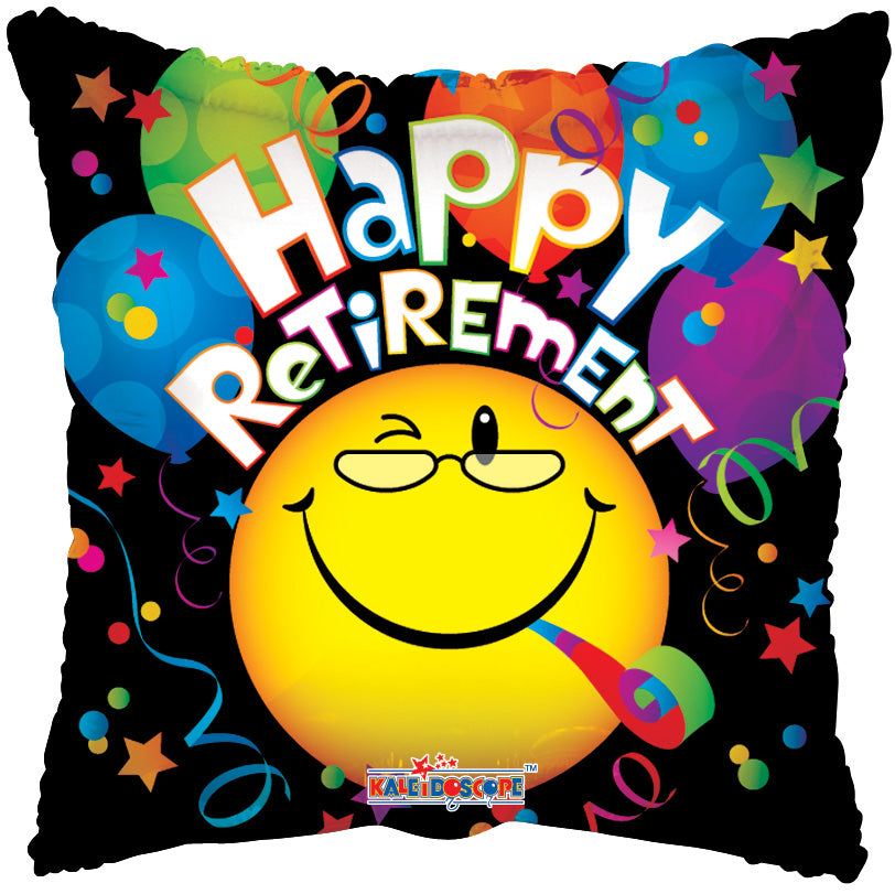 Kaleidoscope - Happy Retirement Smiley Vierkant Folieballon - 18 inch / 46 cm