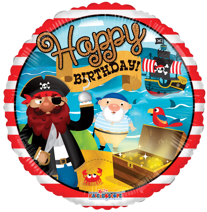 Kaleidoscope - Happy Birthday Piraten Folieballon - 18 inch / 46 cm