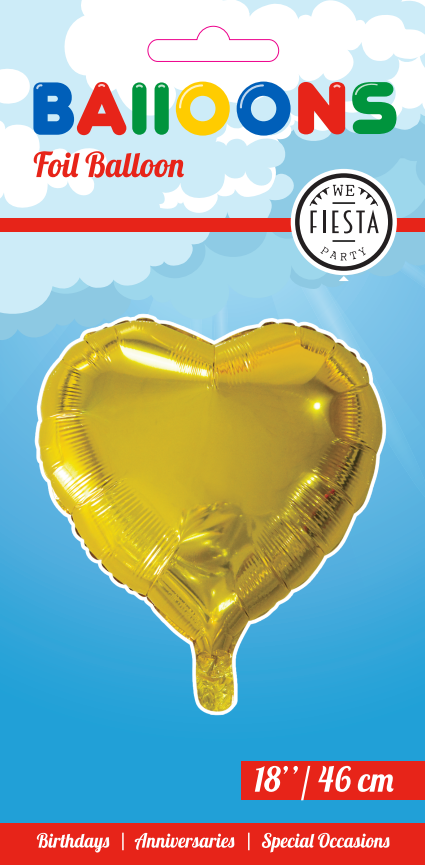 Globos Europe - Foil Balloon Heart Gold - 18 inch / 46 cm