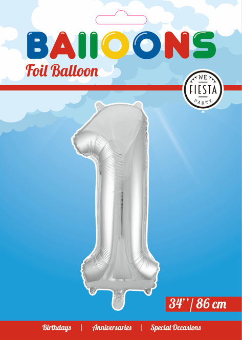 Globos Europe - Cijfer Ballon 1 - 34 inch / 86 cm