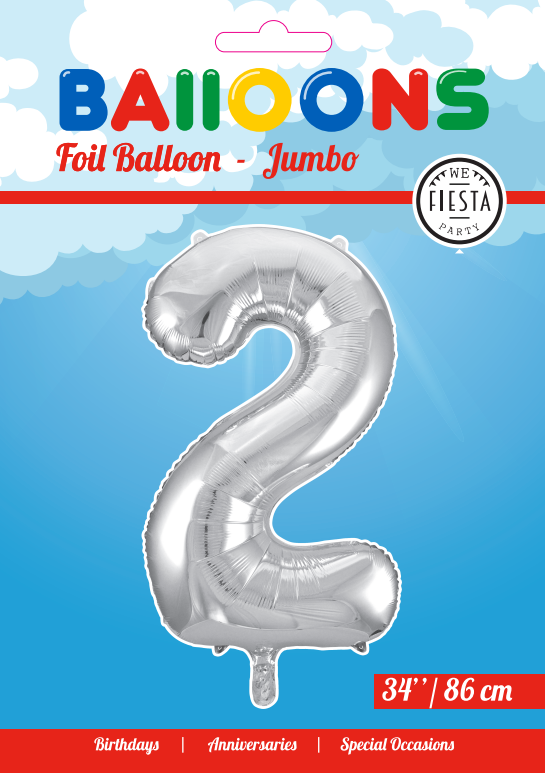 Globos Europe - Cijfer Ballon 2 - 34 inch / 86 cm