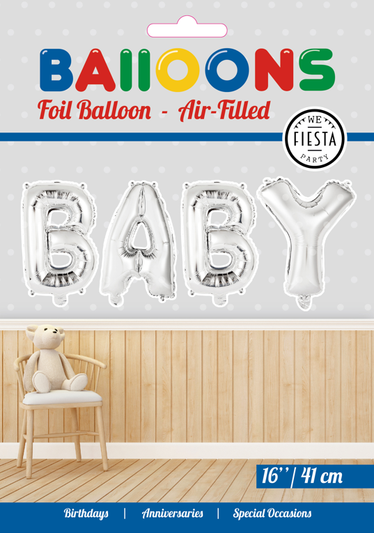 Globos Europe - Baby Silver Folieballon - 16 inch / 41 cm