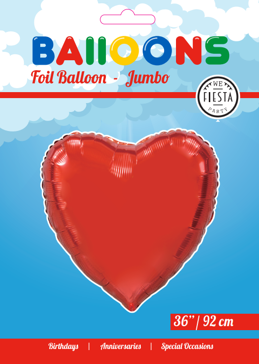 Globos Europe - Foil Balloon Heart Red - 36 inch / 92 cm