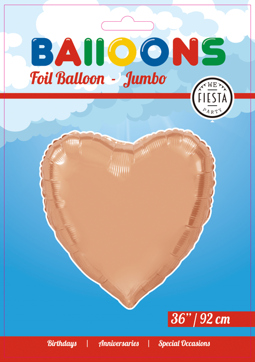 Globos Europe - Foil Balloon Heart Rose Gold - 36 inch / 92 cm