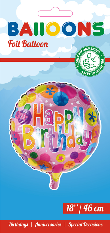 Globos Nordic - Happy Birthday Roze Folieballon - 18 inch / 46 cm