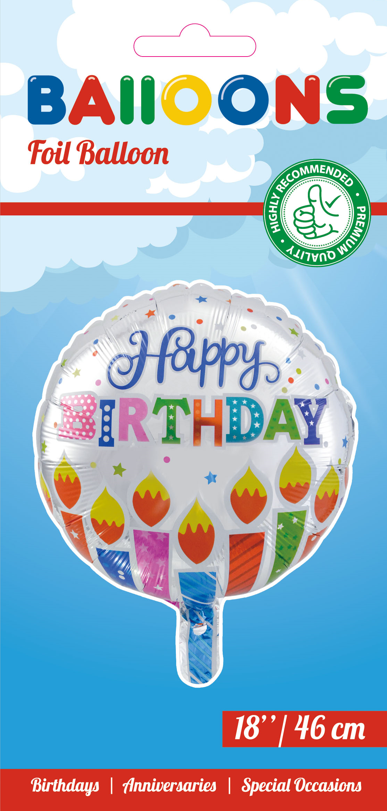 Globos Nordic - Happy Birthday Met Kaarsjes Folieballon - 18 inch / 46 cm