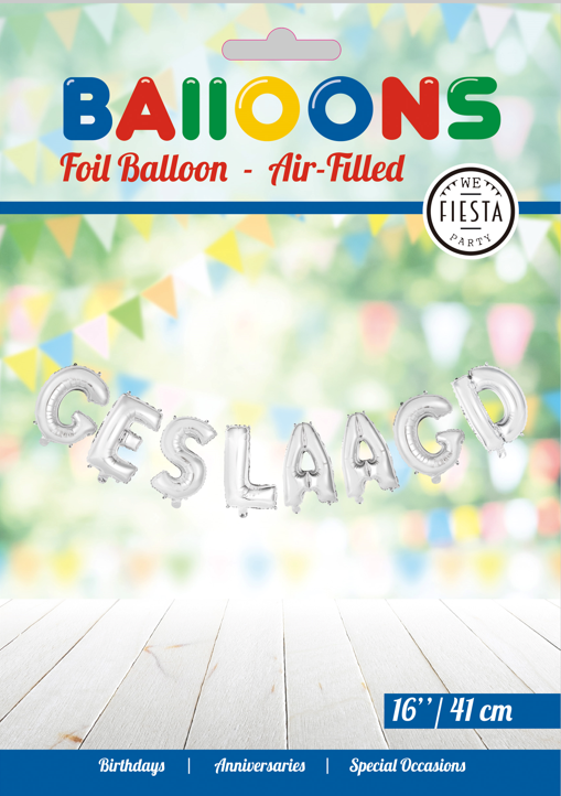 Globos Europe - Geslaagd Silver Slinger Folieballonnen - 16 inch / 41 cm