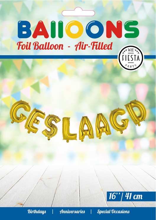 Globos Europe - Geslaagd Goud Slinger Folieballonnen - 16 inch / 41 cm