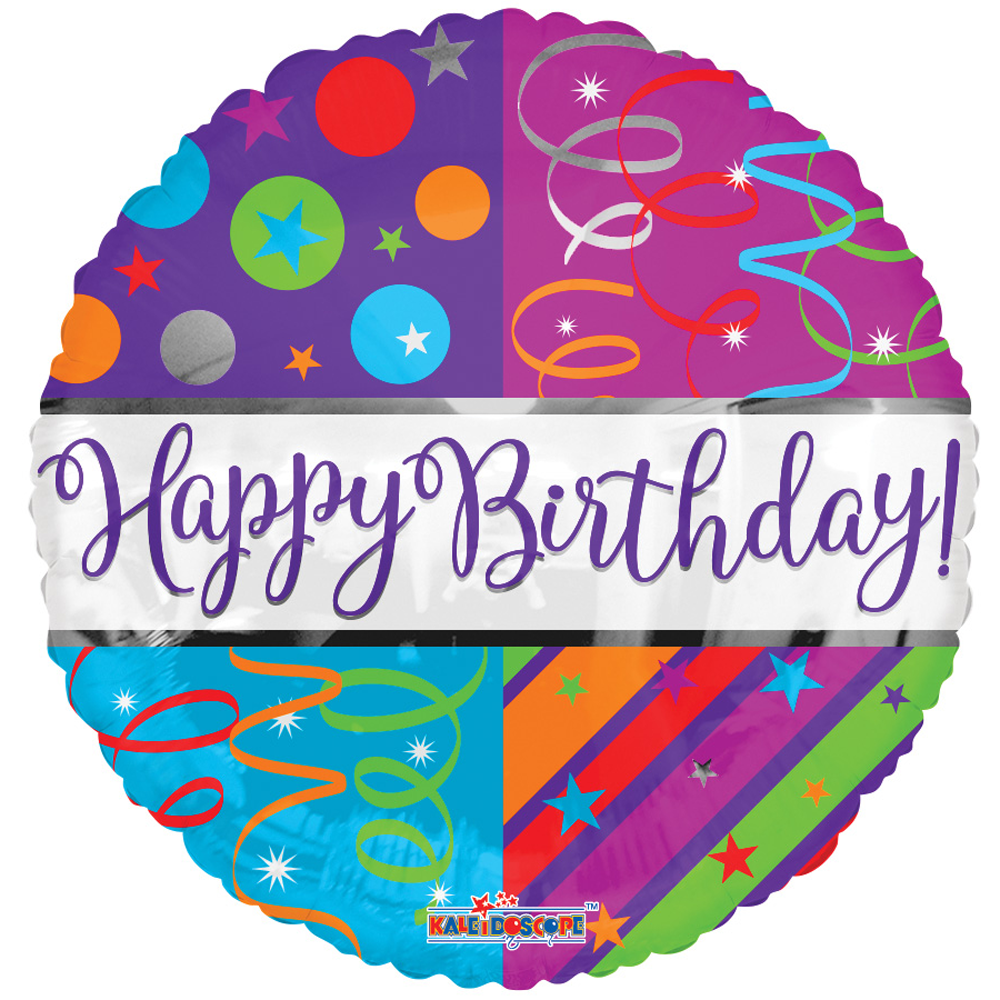 Kaleidoscope - Happy Birthday Ronde Folieballon - 18 inch / 46 cm