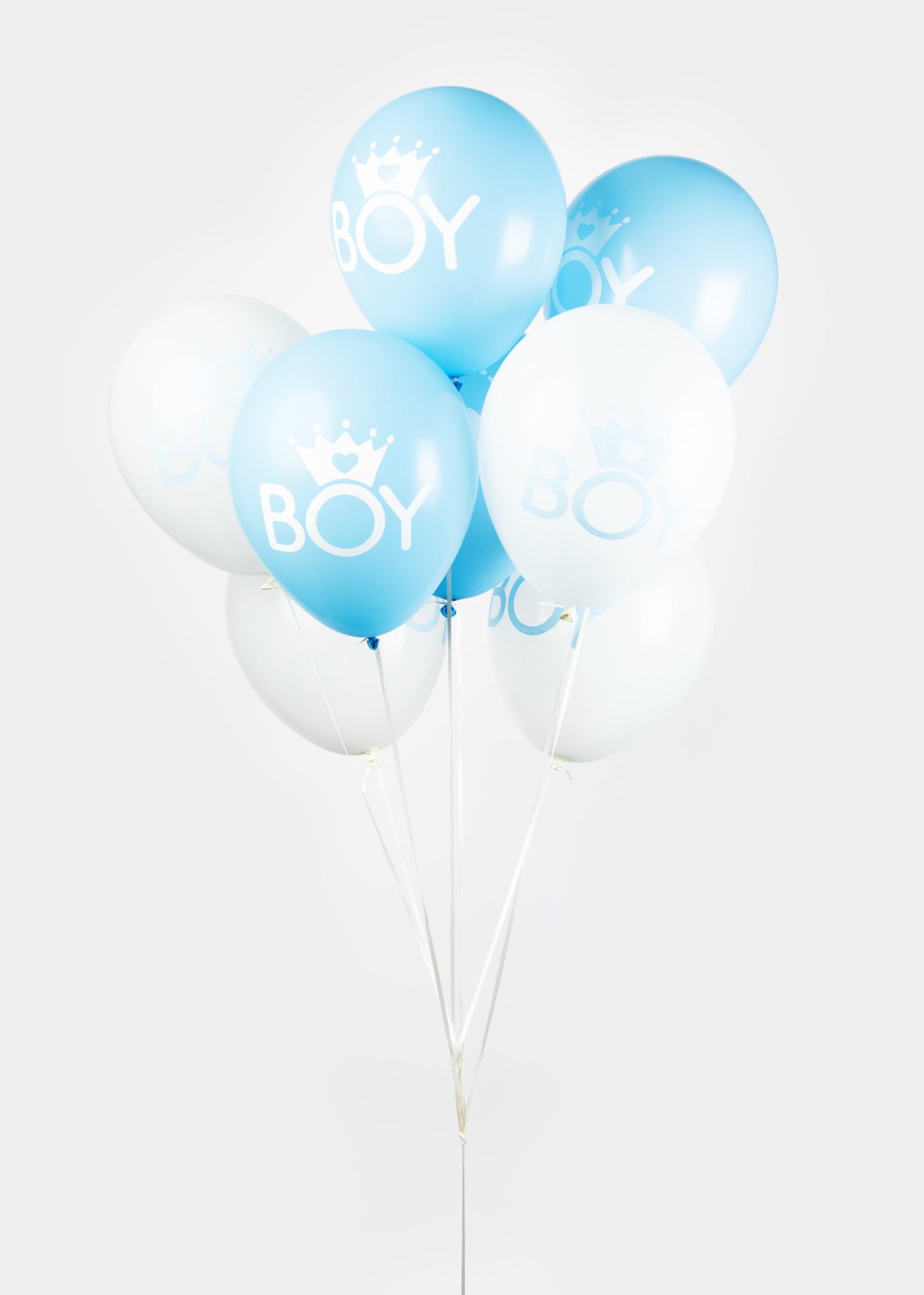 Globos Europe - 8x Baby Boy Balloons Blauw / Wit - 12 inch / 30 cm