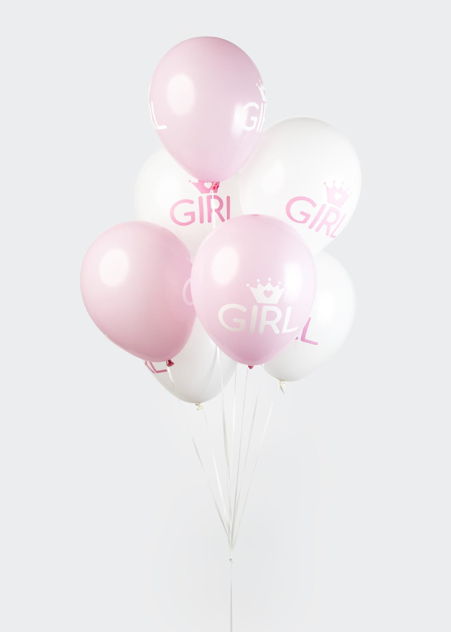Globos Europe - 8x Baby Girl Balloons Roze / Wit - 12 inch / 30 cm