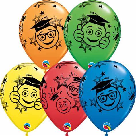 Qualatex - 25x Graduation Smiley Latex Ballon - 11 inch / 28 cm