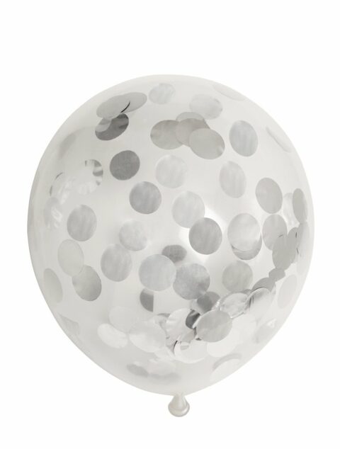 Globos Europe - 6x Zilver Confeti Latex Ballonnen - 12 inch / 30 cm