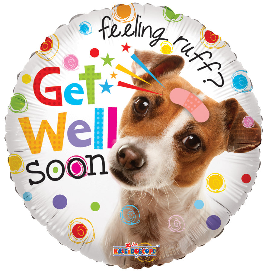 Kaleidoscope - Get Well Soon Puppy Folieballon - 18 inch / 46 cm