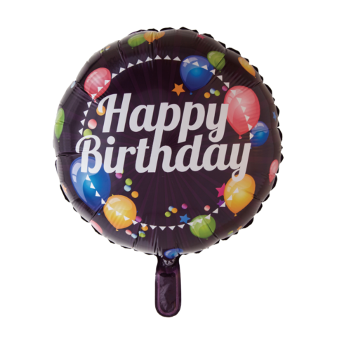 Globos Nordic - Happy Birthday Zwart Met Ballonnen Folieballon - 18 inch / 46 cm