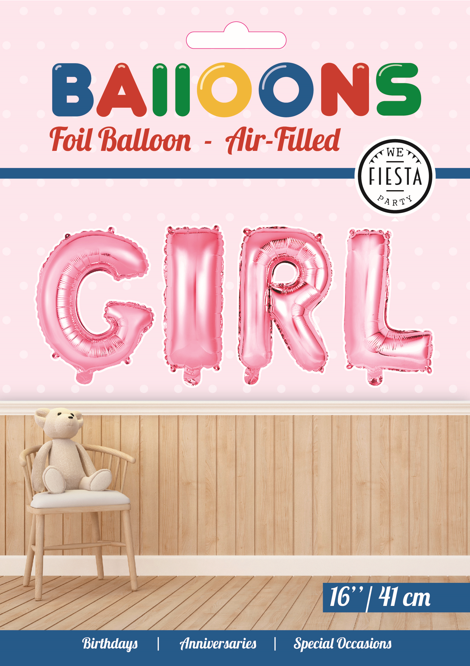 Globos Europe - Girl Pink Folieballon - 16 inch / 41 cm