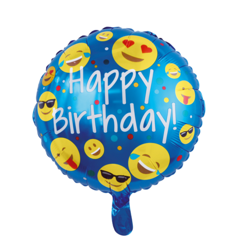 Globos Nordic - Happy Birthday Met Smilies Folieballon - 18 inch / 46 cm