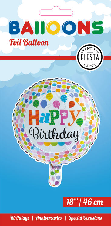 Globos Nordic - Happy Birthday Met Stipjes Folieballon - 18 inch / 46 cm