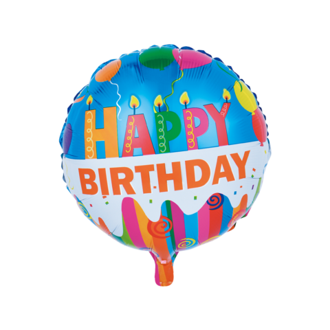 Globos Nordic - Happy Birthday Blauw Met Kaarsjes Folieballon - 18 inch / 46 cm