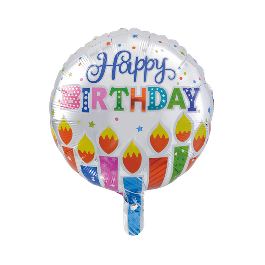 Globos Nordic - Happy Birthday Met Kaarsjes Folieballon - 18 inch / 46 cm