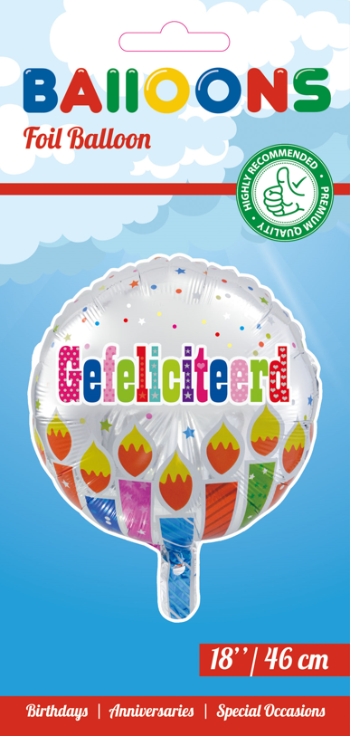 Globos Nordic - Gefeliciteerd Met Kaarsjes Folieballon - 18 inch / 46 cm