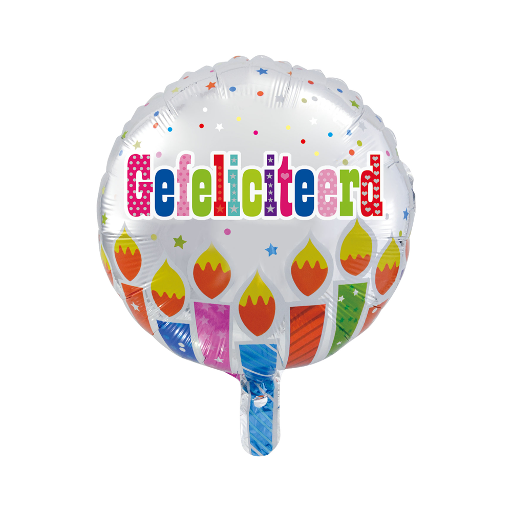 Globos Nordic - Gefeliciteerd Met Kaarsjes Folieballon - 18 inch / 46 cm