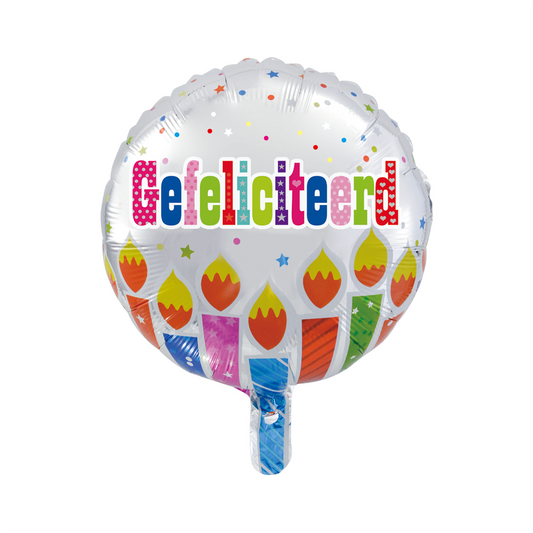 Globos Nordic - Gefeliciteerd Met Kaarsjes Folieballon - 18 inch / 46 cm