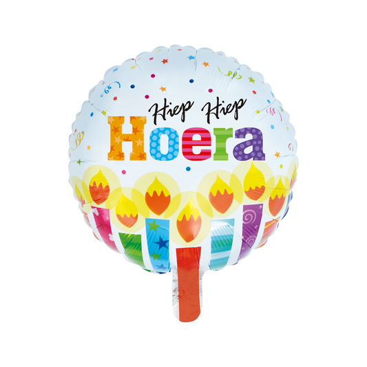 Globos Nordic - Hiep Hiep Hoera Met Kaarsjes Folieballon - 18 inch / 46 cm