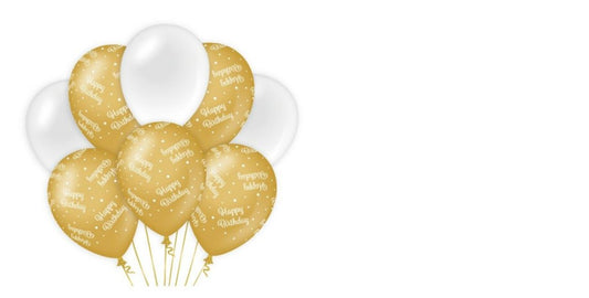 Balloons Gold/white - Happy birthday