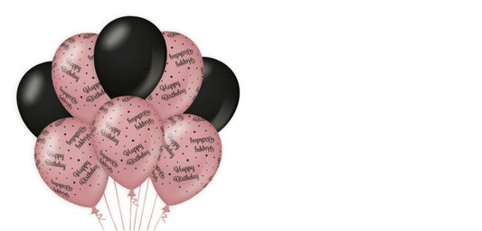 Balloons Rose/black - Happy birthday