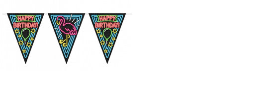 Neon party flag - Happy birthday